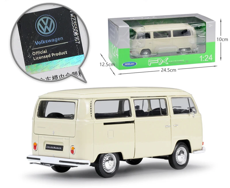 WELLY литая в масштабе 1:24 Игрушечная машина 1972 Volkswagen T2 модель автобуса симулятор
