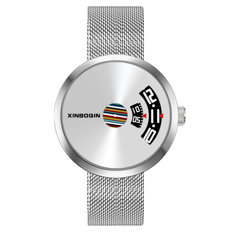 XinBoQin3111 mannen horlogees Mannen Roestvrij Staal Quartz Man Horloge Waterdicht Relogio Masculino Fashion Creatieve Mannelijke - Цвет: Серебристый