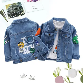 

Children Denim Jacket Coat 2020 New Spring Autumn Kids Fashion Patch Outerwear Hole Jeans Coat For Baby Boy Girl