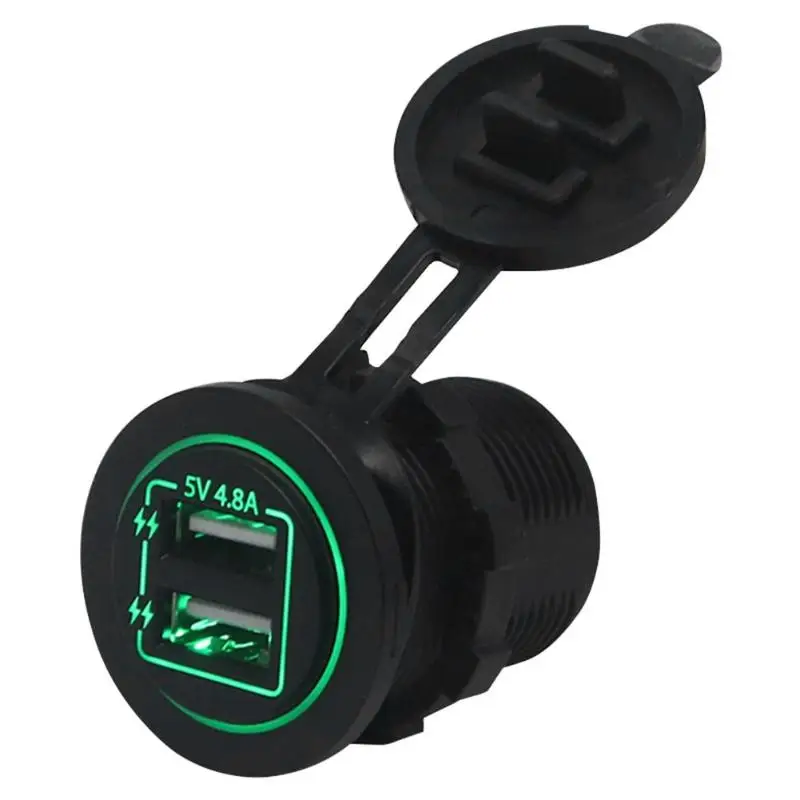 Мини двойной Переходник USB для зарядки в машине модифицированный 4.8A автоматическая зарядка 2 порта 24 Вт 12-24 В Двойная диафрагма для смартфона автомобиля мотоцикла - Название цвета: Зеленый