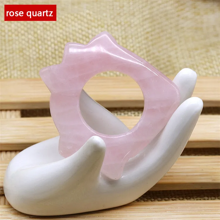 rose quartz Натурального нефрита уход за кожей лица Guasha массаж рук выскабливание скребок для кузова с украшением в виде кристаллов царапин для похудения уход за кожей лица массажер, косметический уход - Color: rose quartz