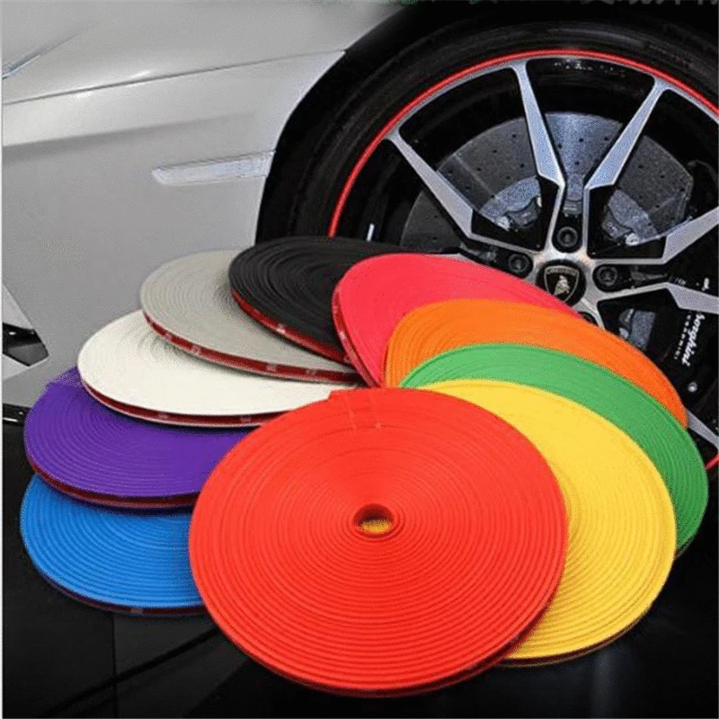 8m Car Wheel Protector Hub Sticker Car Decorative Strip Auto Rim Tire