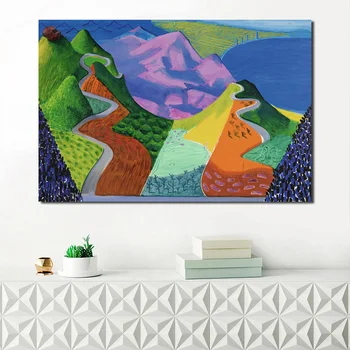 

David Hockneies Pacific Coast Highway And Santa Monicaes Art Canvas Poster Painting Wall Picture Print Home Bedroom Decoration
