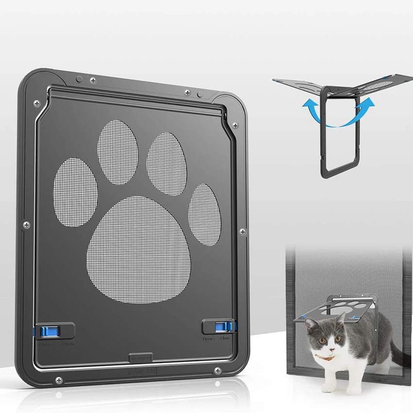 Puerta de seguridad con pantalla de gato para cachorros, puerta con solapa magnética, puerta de ventana para mascotas, puerta Exterior bloqueable, para gatos y perros