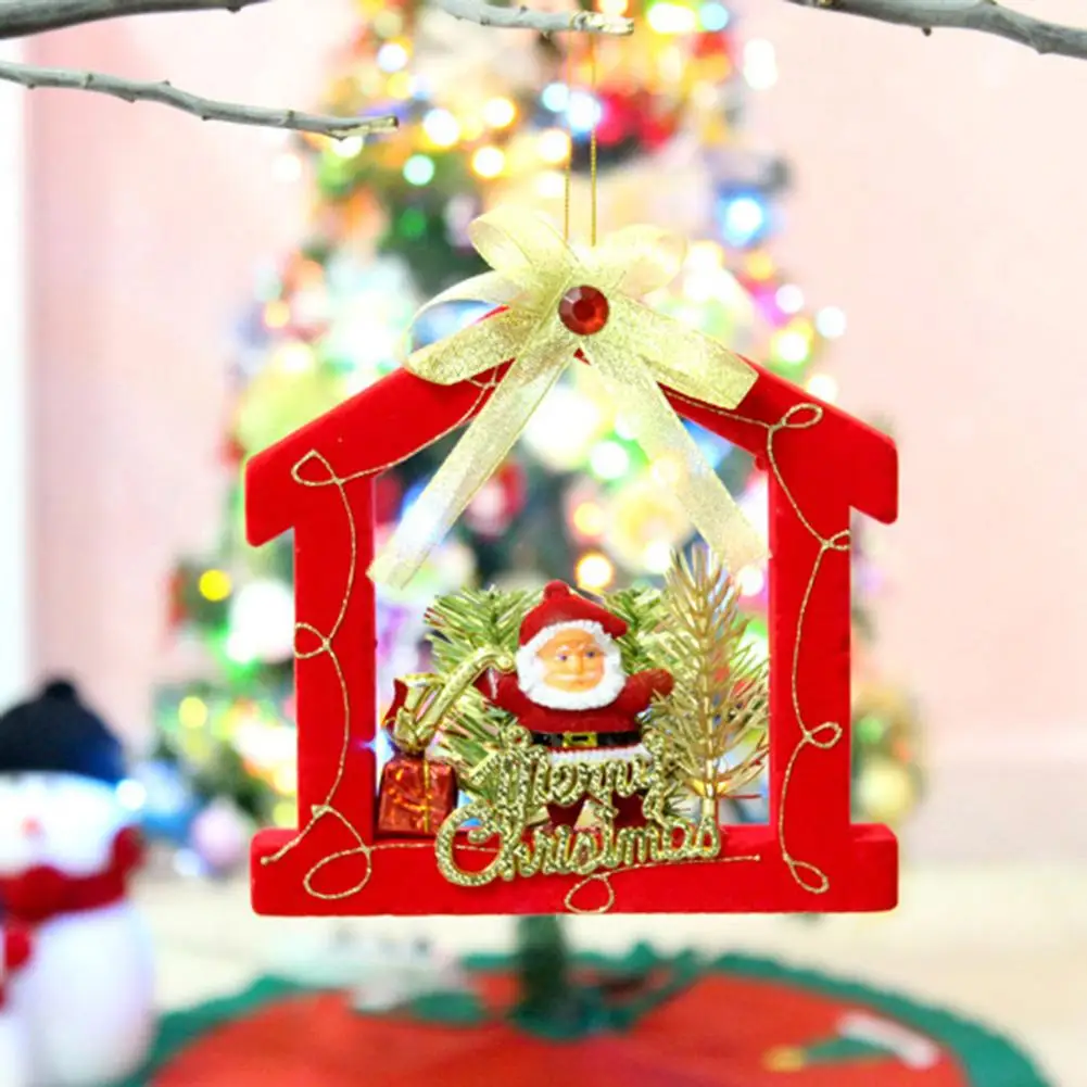 

Christmas Gift Round Star House Shape Santa Pendant Merry Christmas Xmas Tree Hanging Decor