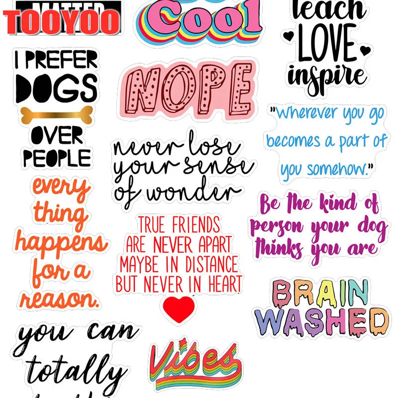 19Pcs/set Letters Stickers Popular Healing words Sticker Buzzword Scrapbooking Stickers For Laptop Travel Case Skateboard Car