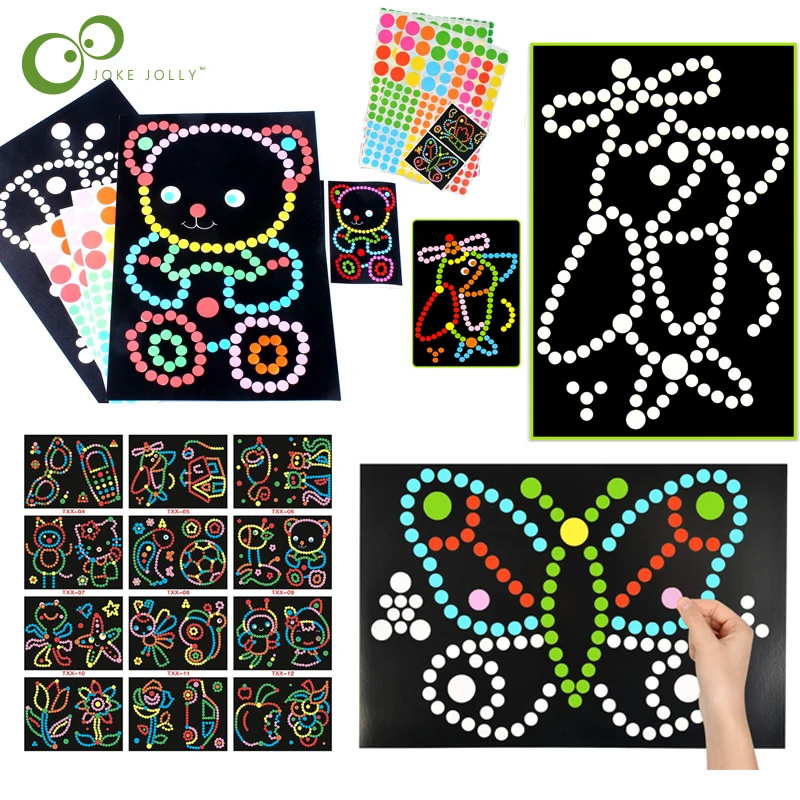 1Set DIY Dot Puzzle Stickers Colorful Dots Cute Cartoon Learning Early