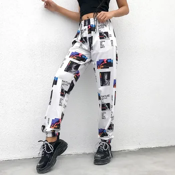 

Street Shoot Fashion Women's Pants Hip Hop Style Oil Painting Print Contrast Color Sweater Casual Pants Harem Pants