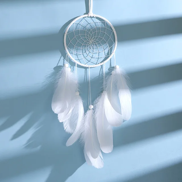 Original silver gray dream catcher 2 ring Indian feather hanging art gifts to bestie friends creative valentine's day gifts ZG
