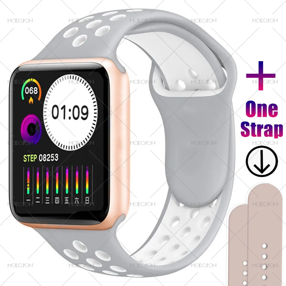gold gray white MODOSON умные часы iwo 12 мини серия 5 всегда яркий экран сердечный ритм Спорт Фитнес трек умные часы для Apple iphone Android - Цвет: gold gray white