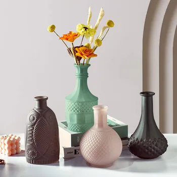 

Nordic Frosted Relief Dried Flower Vase Home Decoration Modern Flower Vase Plant Holder Desk Hydroponics Device Room Decor