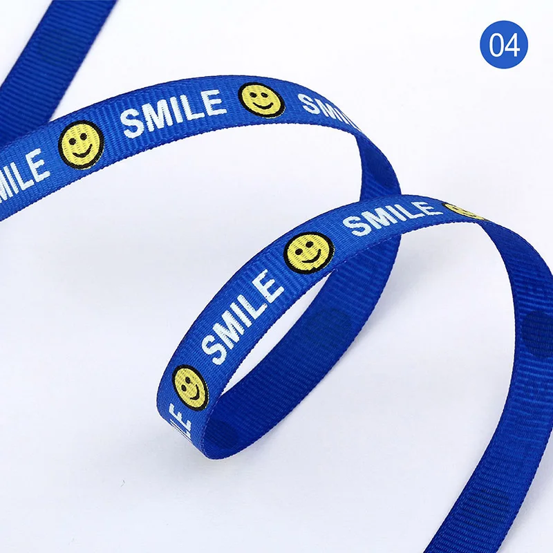 Royal blue 20 ярдов/партия Smiley SMILE напечатанная лента 10 мм ленты для рукоделия аксессуары для одежды тканые материалы для ручных поделок - Цвет: Royal blue