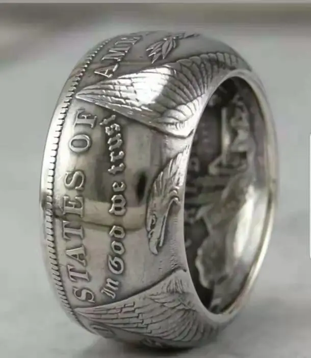 90% Серебряная Морган Серебряная долларовая монета кольцо 'eagle'Customized даты ручной работы в размерах от 8 до 16 лет