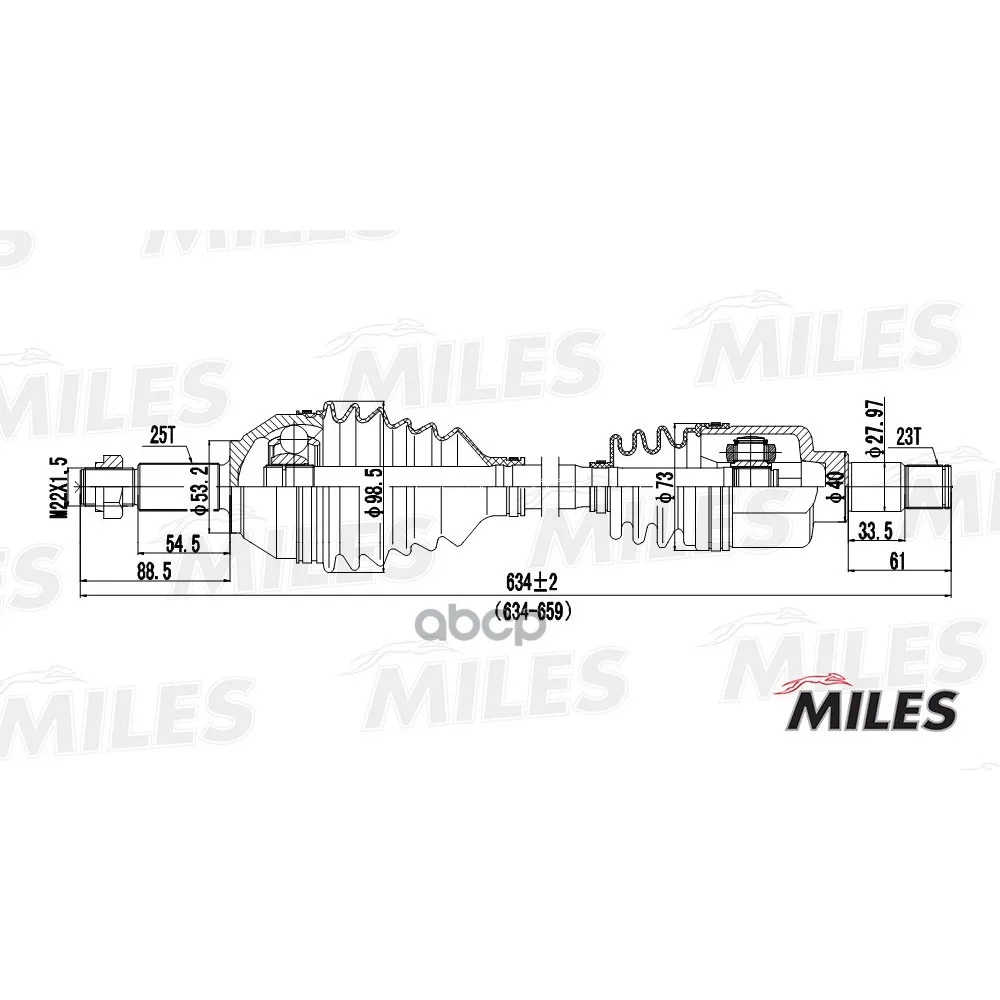 Привод В Сборе Ford Focus I 1.4-1.8 98-04 Лев. Miles Gc01052 Miles арт. GC01052