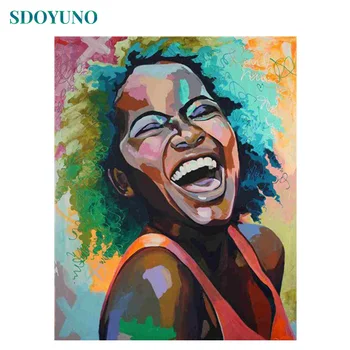 

SDOYUNO 60x75cm Frameless Oil Painting By Numbers Flower And Women DIY Paint By Numbers On Canvas Figure Wall Art