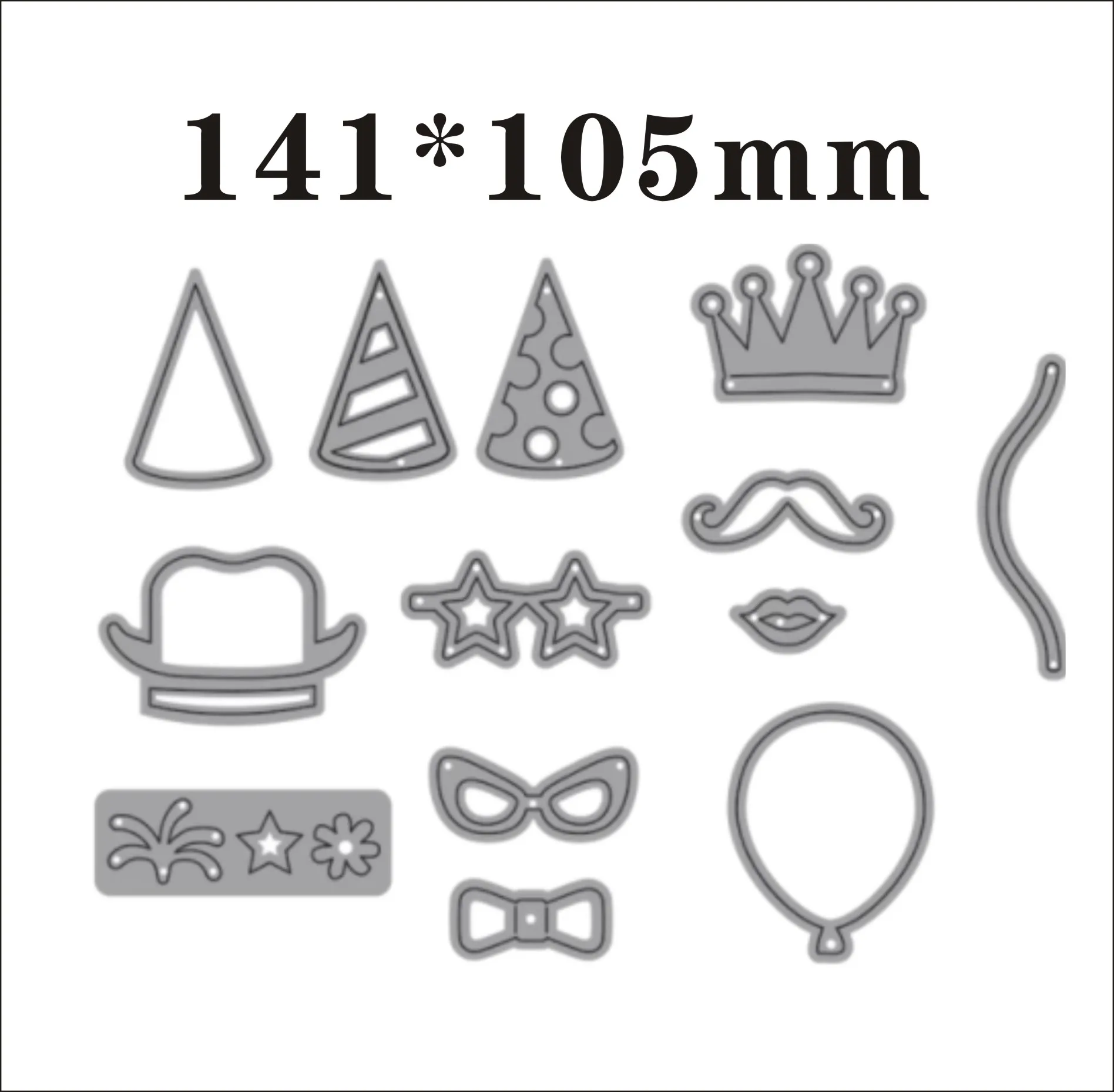 Серый New Metal Cutting Dies and Scrapbooking For Paper Making Tiger Lion Hat Glasses Birthday Decor Embossing Frame Card Craft - Цвет: Серый