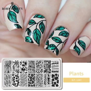 

BORN PRETTY Rectangle Nail Stamping Plates Leaf Flower idea nail Art Image Template BP-L047 12*6cm