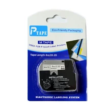 1 шт. 9 мм черный на белом M-K221 MK221 термоэтикетка лента принтер лента совместима для Brother P-touch этикетки принтеров kingroad