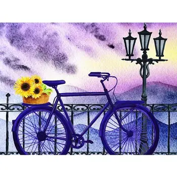 

Diamond Painting Full Drill 5D Rhinestone Bicycle With Sunflower Kits Art Embroidery Home Decor Art Kit Present