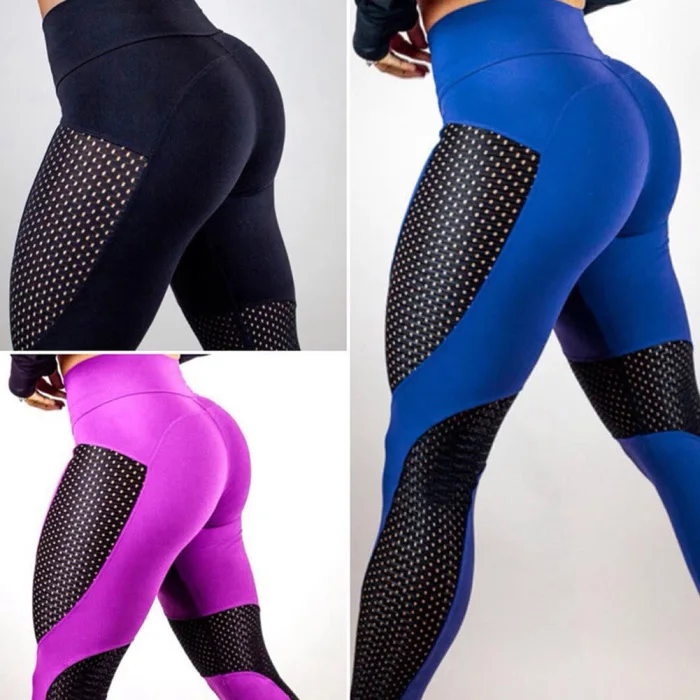 Women High Waisted Yoga Pants Splice Elastic Sports Trouser Full Length Comfortable Legging Fitness ALS88