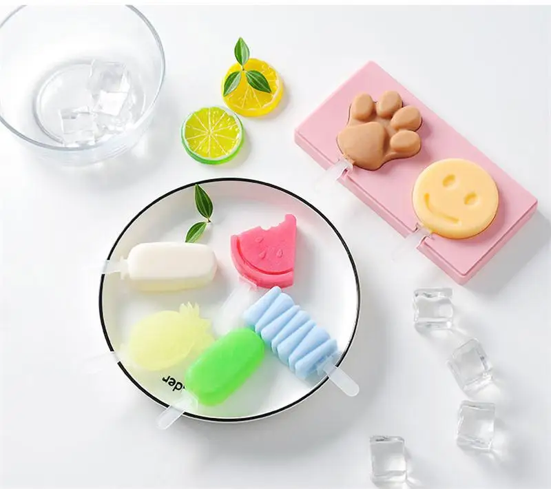 

Silicone Ice Cream Mold With Cover Animals Shape Jelly Form Maker For Ice Lolly Moulds Ice Cube Tray For Candy Bar Decoration