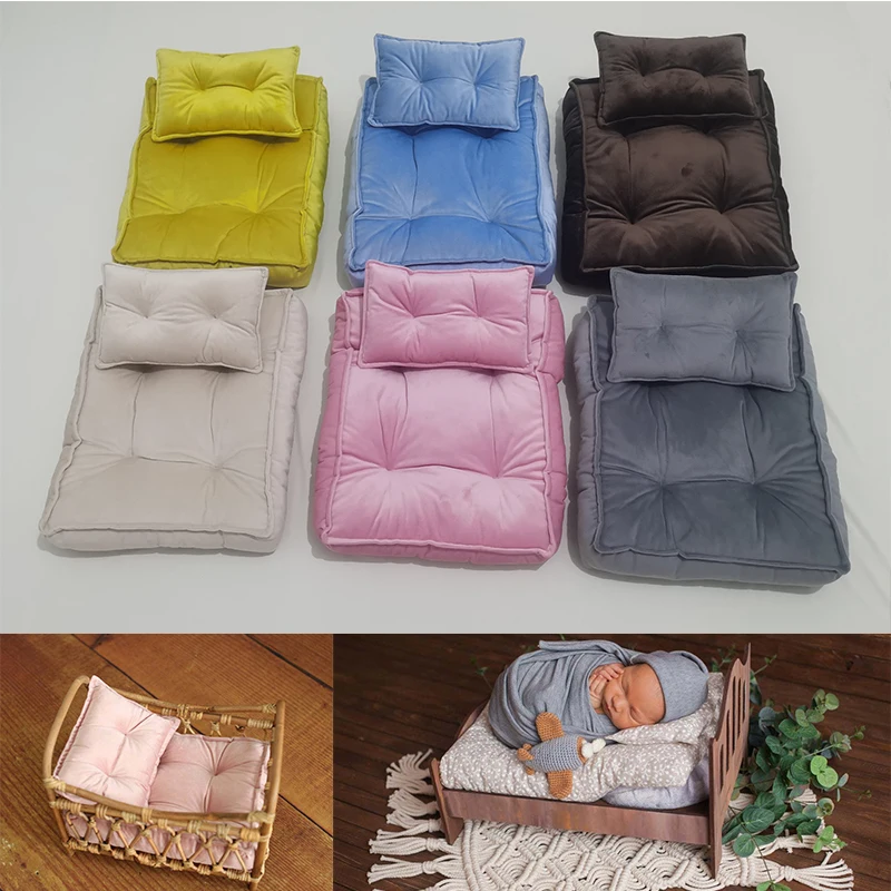 

Baby Mattress Pillow Set Infant Newborn Photography Props Baby Bed Cribes Sleep Support Concave Cartoon Pillow Shaping Cushion