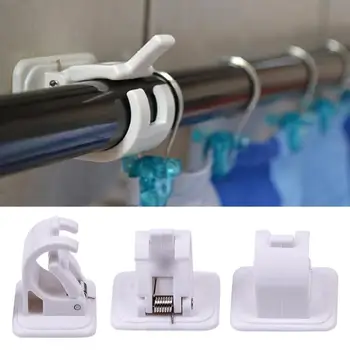 

2pcs Towel Fixing Clip Open Button Design Nail-free Hooks Curtain Rod Wall Shelf Brackets Hanging Towel Curtain Tools