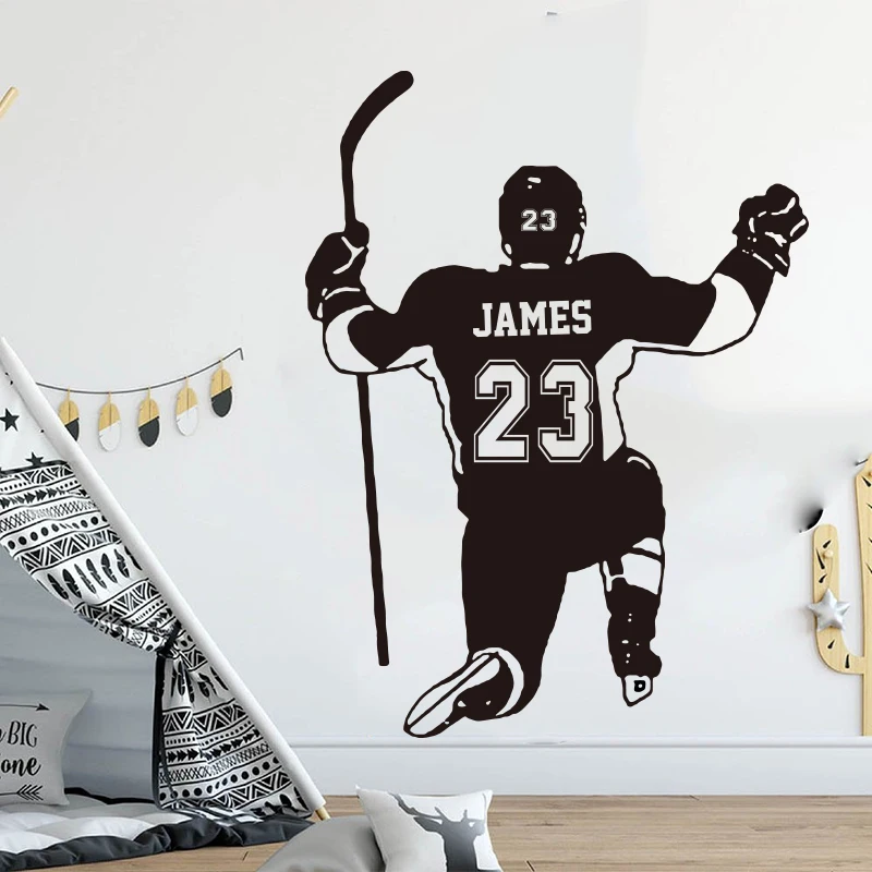 Custom Name Number Hockey Jersey Wall Sticker Boy Room Sport Personalized Wall Decal Bedroom Vinyl Home Decor (2)