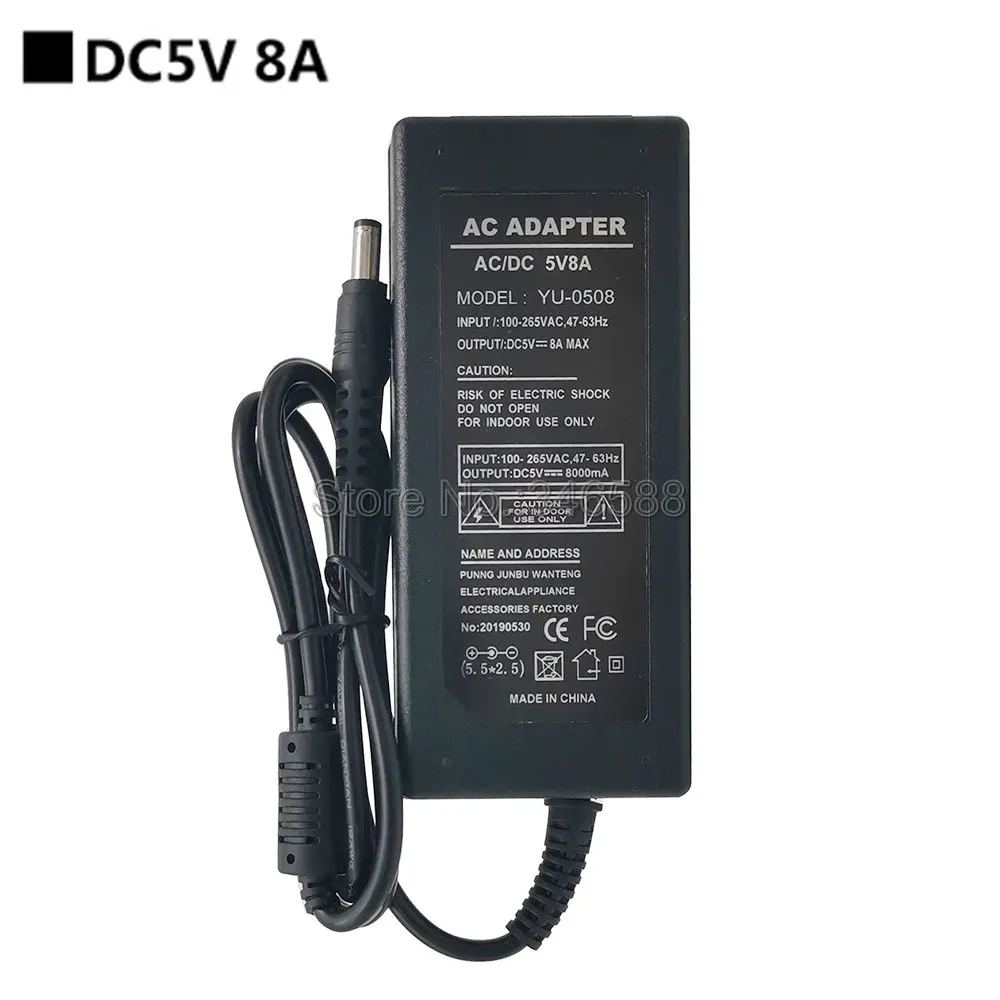 110 В 220 В AC в DC 5 в блок питания AC-DC адаптер 5 в 5A 6A 8A 10A настольное зарядное устройство с US/EU/UK/AU штепсельный кабель для 5 в полосы