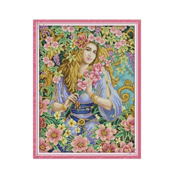 

Flower Fairy 2 Patterns Cross Stitch Embroidery Kits 14CT 11CT Cross Stitch Set DIY DMC Cross-stitch Kit Embroidery Needlework