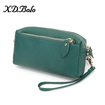 

X.D.BOLO Genuine Leather Wallet Women Fashion Women's Leather Wallets Light Green Female Wallet Coin Pocket Wallet Women Luxury