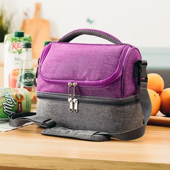 

New Outdoor Picnic Tote Bag Double Zipper Insulated Bag Lunch Portable Lunch Bag Dinner Food Storage Bag