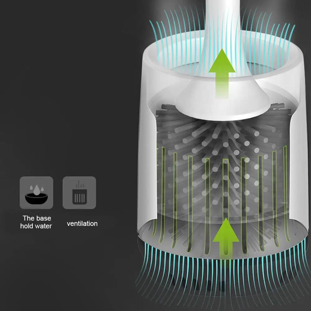 Силиконовая щетка для унитаза с длинной ручкой, мягкие волосы, настенная Бытовая щетка для уборки ванной комнаты, 360 градусов, TPR щетка с головкой