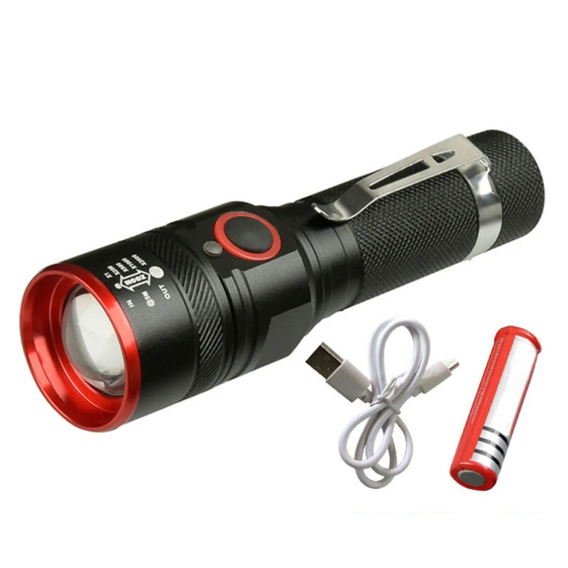 113x30x22mm 8000LM T6 LED Flashlight Outdoor Telescopic Torch Lamp Light Tools