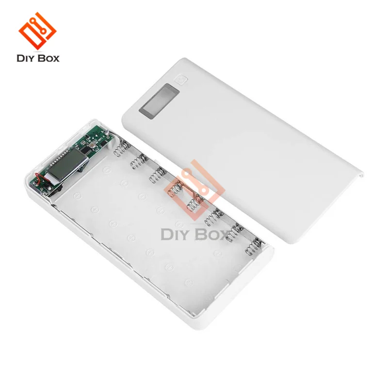 DIY 8x18650 портативная коробка для аккумуляторов, зарядное устройство, пластиковый корпус, чехол, Безшовный ЖК-дисплей, USB внешний аккумулятор, коробка без аккумулятора - Цвет: Белый