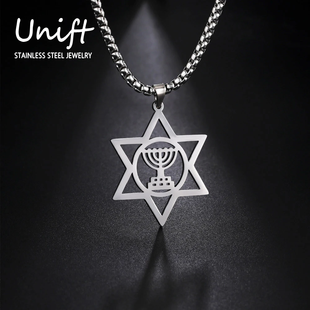 Unift Ожерелье Menorah с изображением звезды Давида для мужчин и женщин религиозная