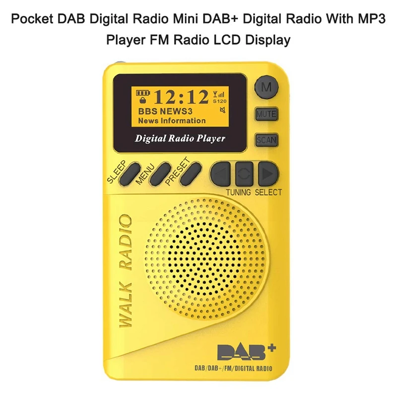Карманный Dab цифровой радио, 87,5-108 МГц мини Dab + цифровое радио с Mp3 плеер Fm радио с ЖК-дисплеем Дисплей и громкоговоритель