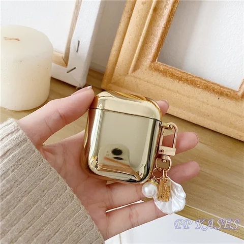For Apple Airpods Case 1/2 Luxury Plated Gold Silicone Earphone Bluetooth Cover For Apple Air Pod Pro Protective Wireless