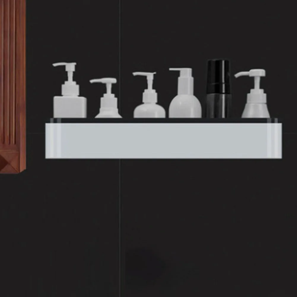Экономия пространства аксессуары для ванной комнаты вентиляционные отверстия стеллаж для хранения бесследный клей держатель для душа настенный без бурения - Цвет: Black 2