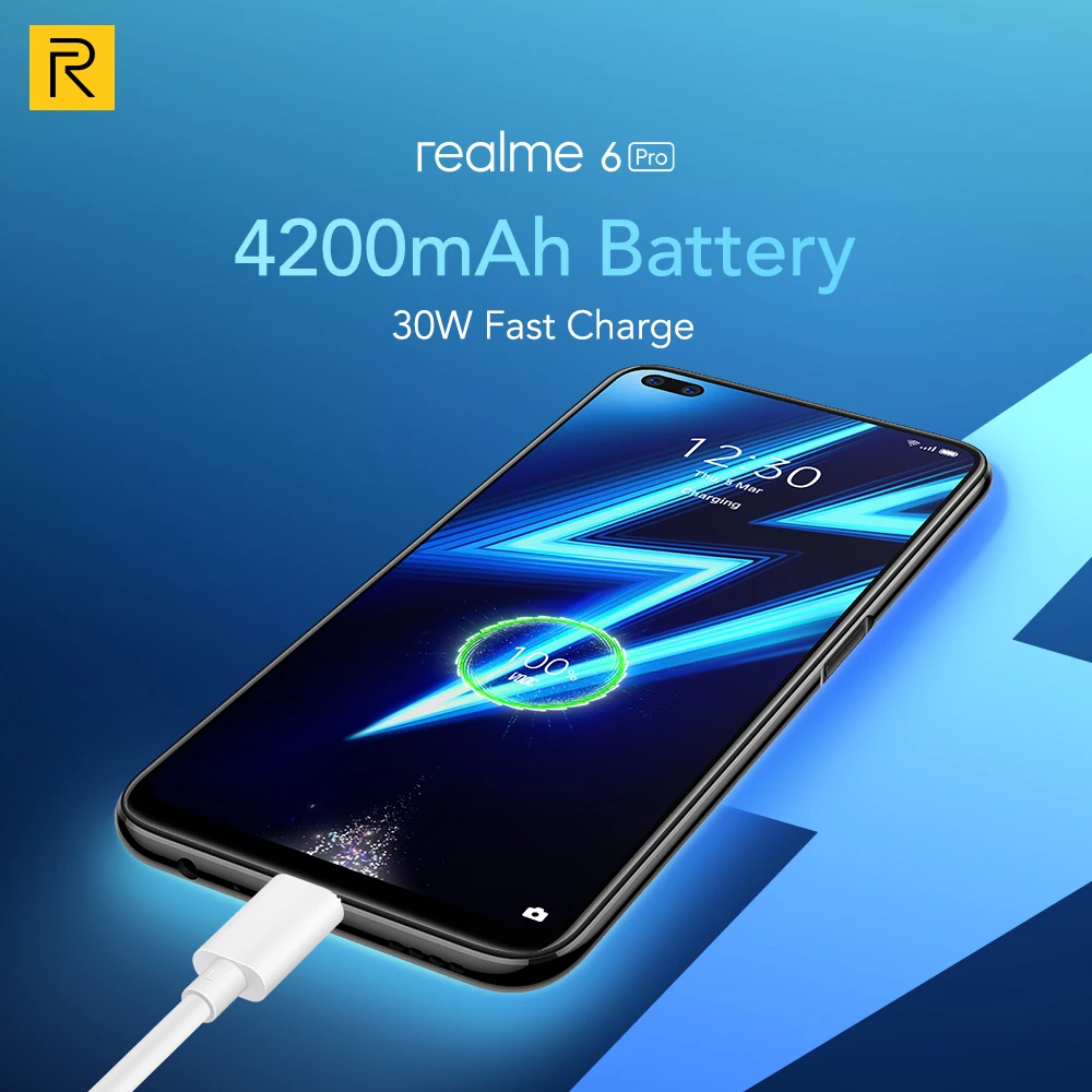 Realme 6 Pro смартфон inch 8 Гб Оперативная память 128 Встроенная Snapdragon 720G телефон 4200 мА/ч