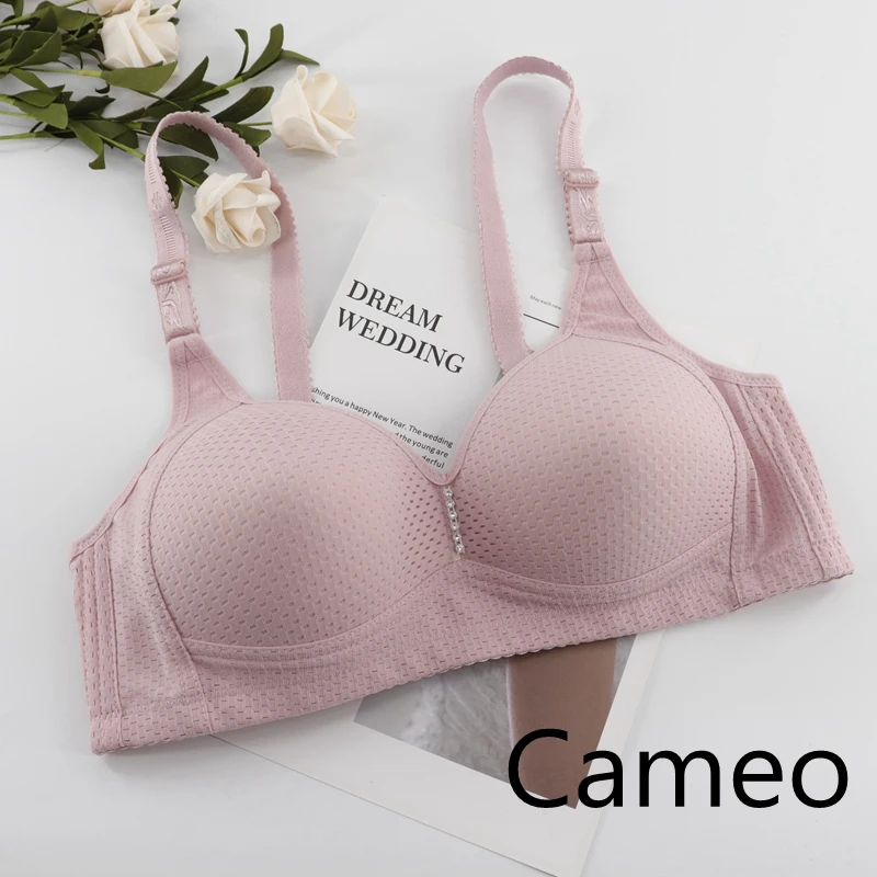 Plusgalpret Comfy Wireless Bra B C Cups Underwear Adjustable Full Cup Breathable Soft Bralette Lingerie Plus Size Bh 36-44 - Цвет: Cameo