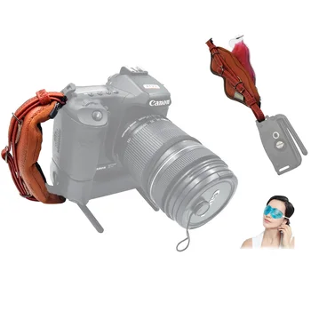 

New Handle Dedicated Genuine Leather Camera Hand Grip Strap Belt First Layer Cowhide Hand Wrist Strap /w Eye Mask For SLR Camera