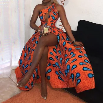 

Sexy Sleeveless High Split Long Dress Women Hollow Print Prom Party Dresses Summer 2020 African Vestidos De Fiesta De Noche