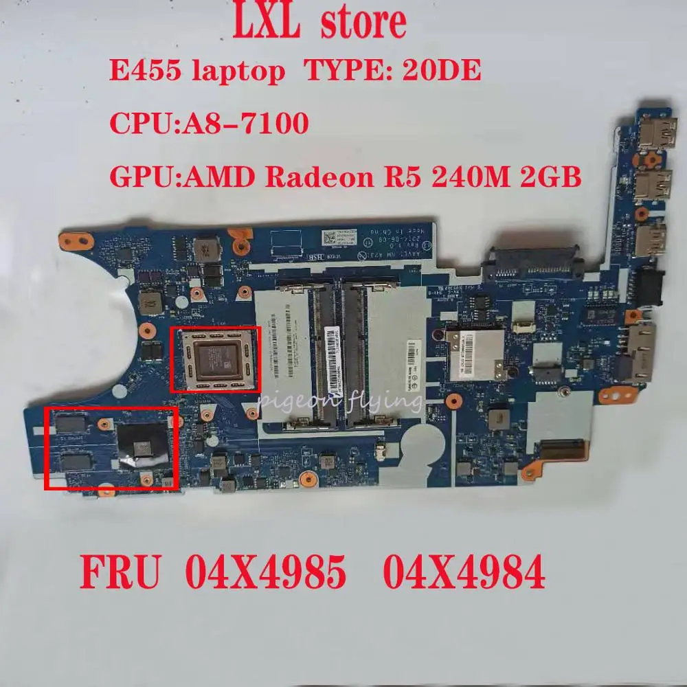 Материнская плата E455 для ноутбука Thinkpad 20DE AAVE1 NM A231 CPU:A8 7100 GPU:R5 240M 2 ГБ DDR3 P/N: 04X4985 04X4984
