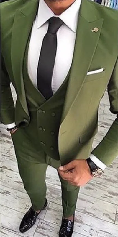Лидер продаж пальто брюки дизайн зеленый мужской костюм Slim Fit 3 шт. куртка, смокинг жених стиль костюмы на заказ блейзер для церемоний и вечеринок Terno