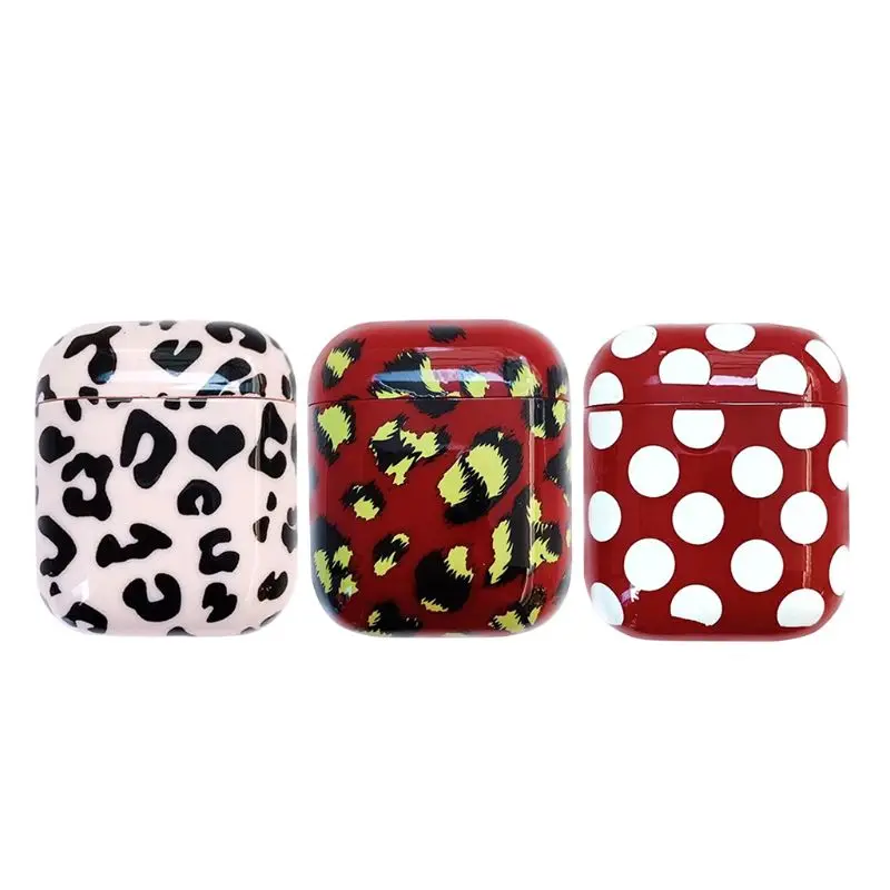 

Luxury Leopard Wave Point Earphone Case Hard Protective Cover for Airpods 1/2