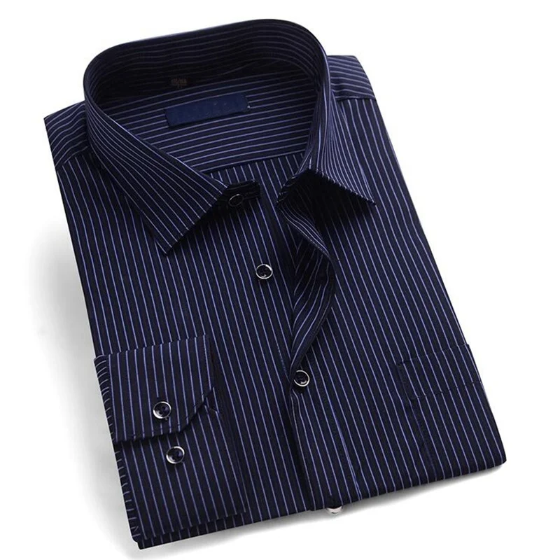 autumn classic striped office shirts men business shirts long sleeve office husband gift oversize shirt plus size 9XL 10XL 12XL
