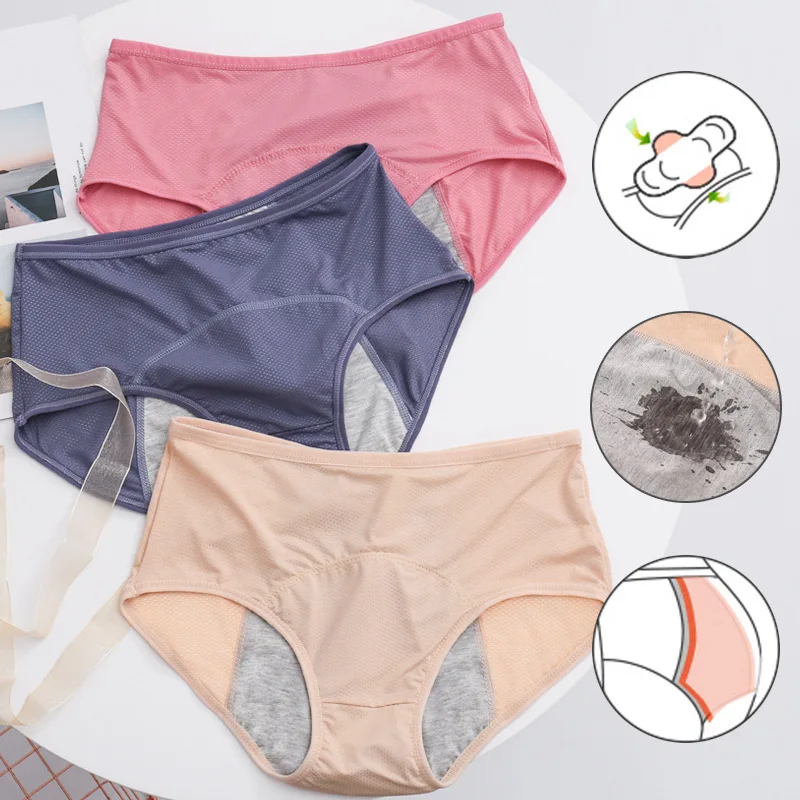 Calcinha Plus Size Menstrual Panties Bamboo Fiber Elastic High Waist Breathable Sexy Underwear Period Bragas Menstruales | Женская