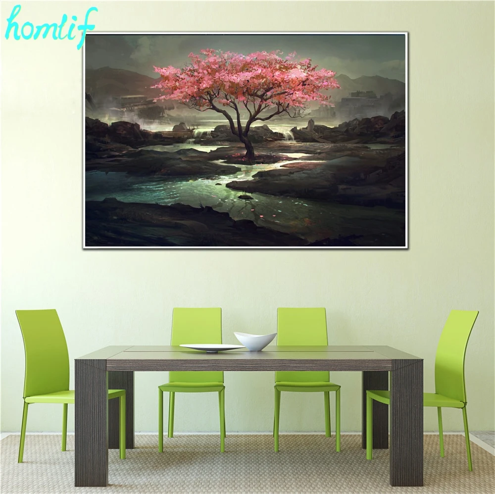 5d diamond embroidery Wall Art Stone Island Red Tree Landscape painting cross stitch mosaic Christmas gift | Дом и сад