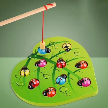 

Kids Toys Wooden Montessori Teaching Toys Magnetic Games Fishing Ladybug Toy Early Educational Puzzle Toy For Children Girl Boy